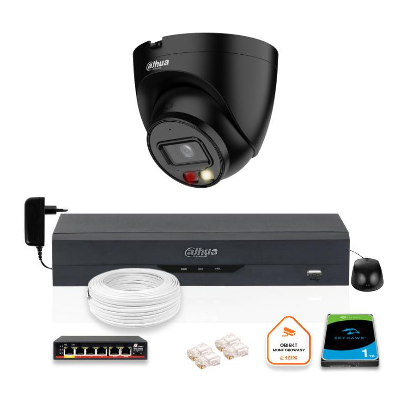ZESTAW Kamera IP Dahua 4mpx IPC-HDW1439V-A-IL-BLACK + DYSK 1TB ZESTAW Kamera IP Dahua 4mpx IPC-HDW1439V-A-IL-BLACK + DYSK 1TB