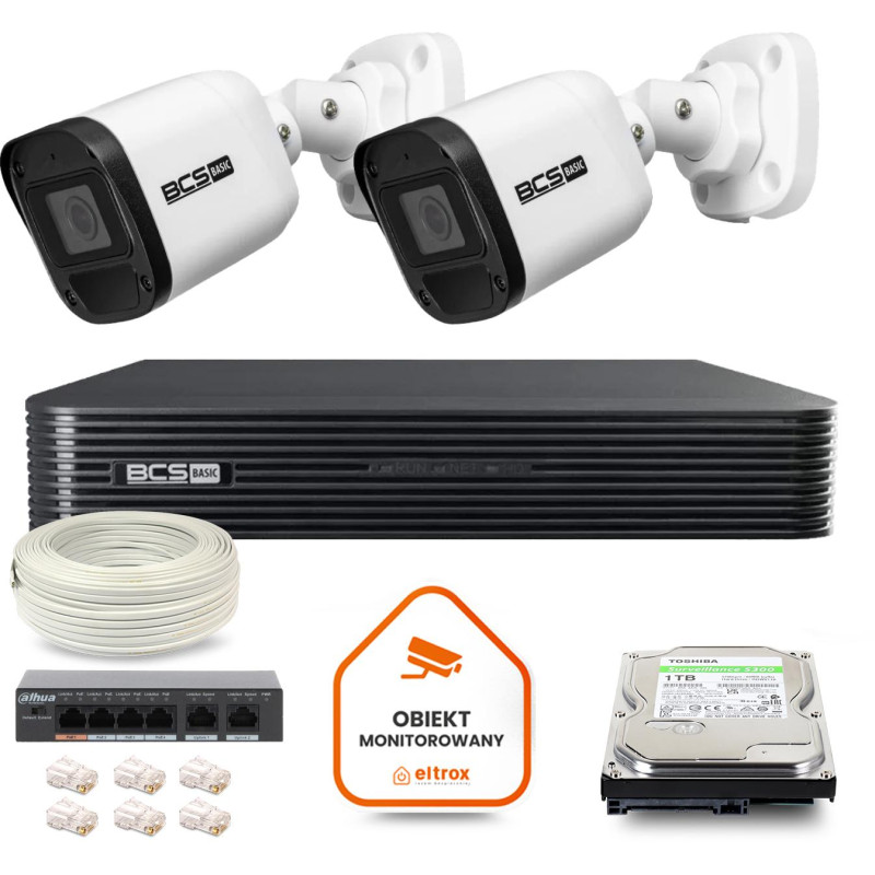 Zestaw monitoringu IP BCS Basic 2x Kamera BCS-B-TIP15FR3(2.0) Rejestrator z dyskiem 1TB Zestaw monitoringu IP BCS Basic 2x Kamera BCS-B-TIP15FR3(2.0) Rejestrator z dyskiem 1TB