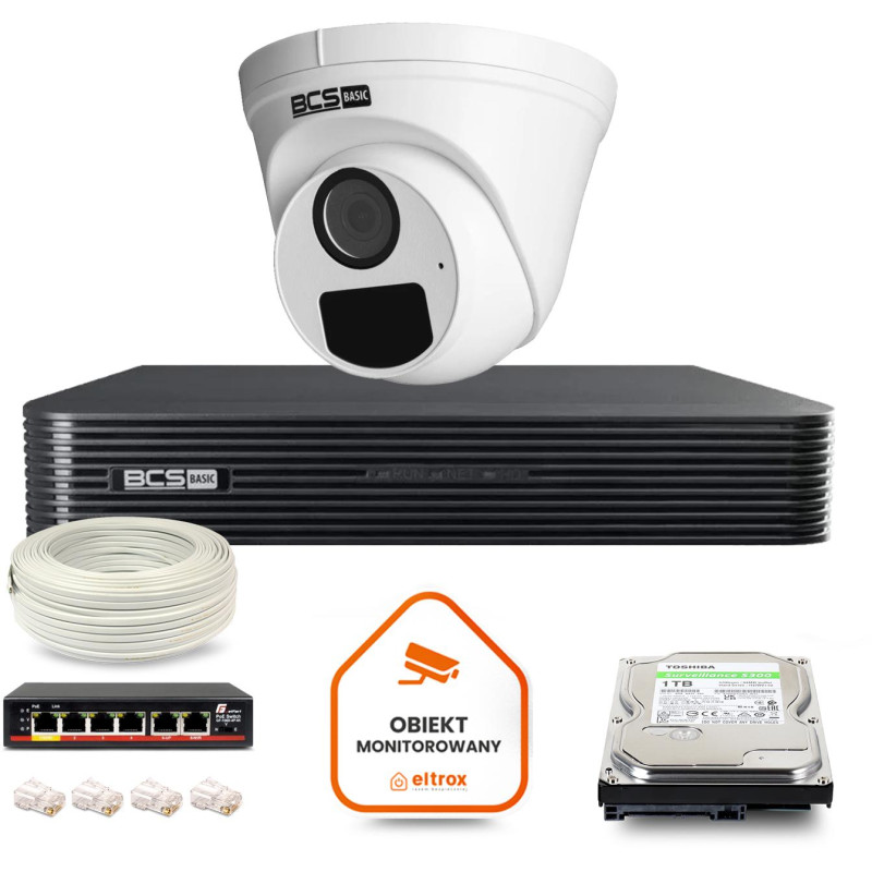 Zestaw monitoringu IP BCS Basic 1x Kamera BCS-B-EIP15FR3(2.0) Rejestrator z dyskiem 1TB Zestaw monitoringu IP BCS Basic 1x Kamera BCS-B-EIP15FR3(2.0) Rejestrator z dyskiem 1TB