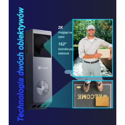 Wideodomofon Ezviz EP3x (3MP+2MP) zasilany bateriami z panelem słonecznym