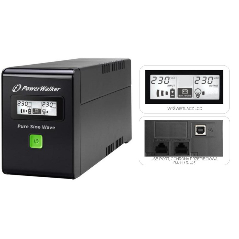 UPS ZASILACZ AWARYJNY PowerWalker VI 600 SW FR UPS ZASILACZ AWARYJNY PowerWalker VI 600 SW FR