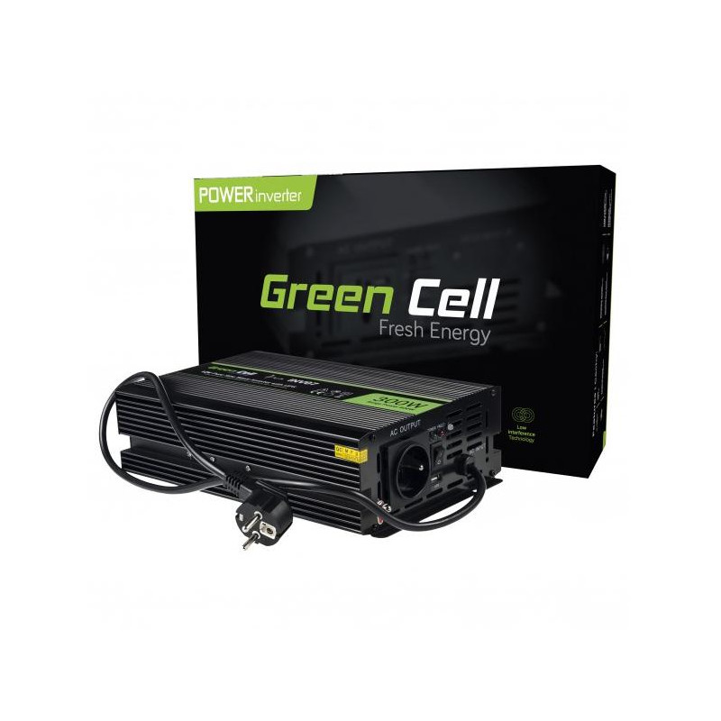 PRZETWORNICA NAPIĘCIA INWERTER Green Cell 12V / 230V 300W/600W CZYSTA SINUSOIDA INV07 PRZETWORNICA NAPIĘCIA INWERTER Green Cell 12V / 230V 300W/600W CZYSTA SINUSOIDA INV07