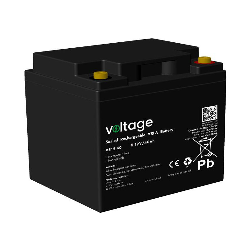 Akumulator AGM Voltage 12V 40Ah VE12-40 (Żywotność 6-9 lat) Akumulator AGM Voltage 12V 40Ah VE12-40 (Żywotność 6-9 lat)