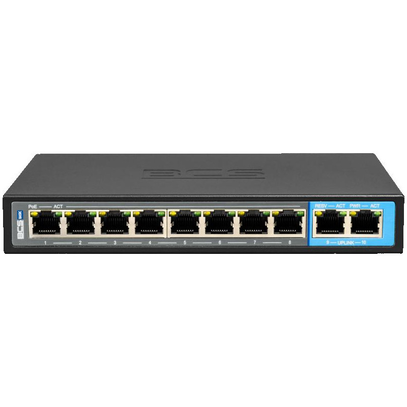 SWITCH POE dla 8 kamer IP BCS-B-SP0802 SWITCH POE dla 8 kamer IP BCS-B-SP0802