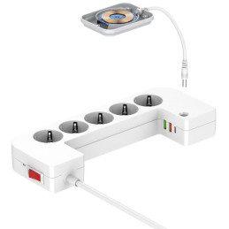 LISTWA ANTYPRZEPIĘCIOWA Z ZABEZPIECZENIEM Energizer 5x SCHUKO 2x USB-A 1x USB-C 2500W 10A KABEL 2M MAGNETIC
