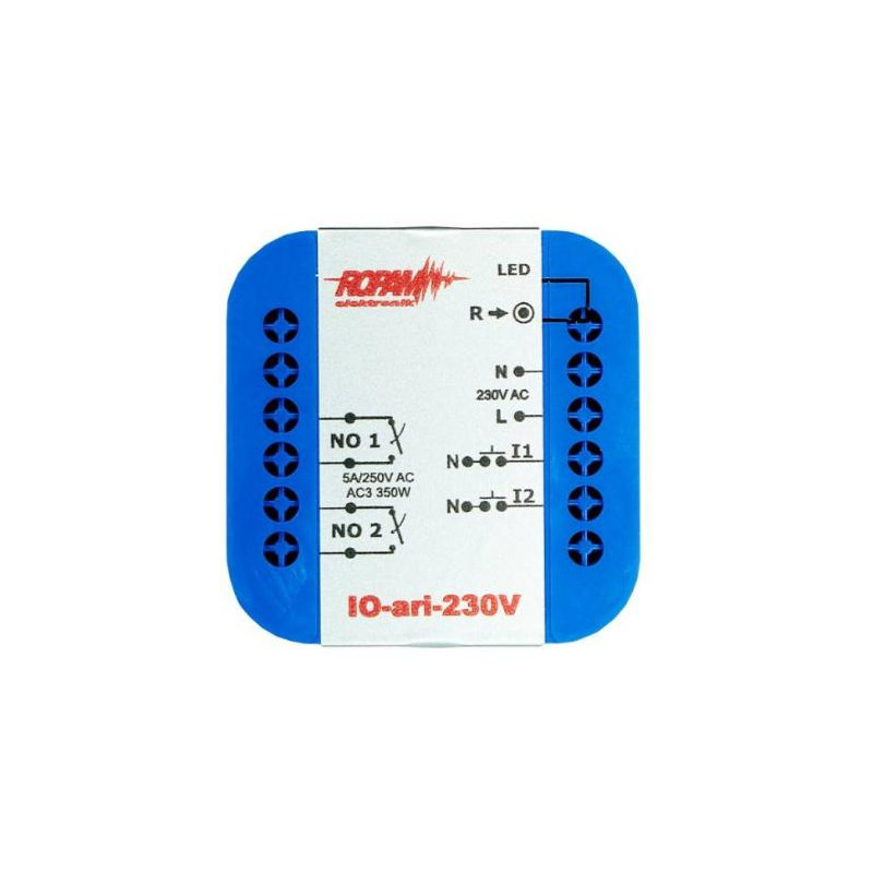 ROPAM IO-ari-230V bezprzewodowy, douszkowy, dwukanałowy sterownik 230VAC, 2xNO, 2xIN (N). ROPAM IO-ari-230V bezprzewodowy, douszkowy, dwukanałowy sterownik 230VAC, 2xNO, 2xIN (N).