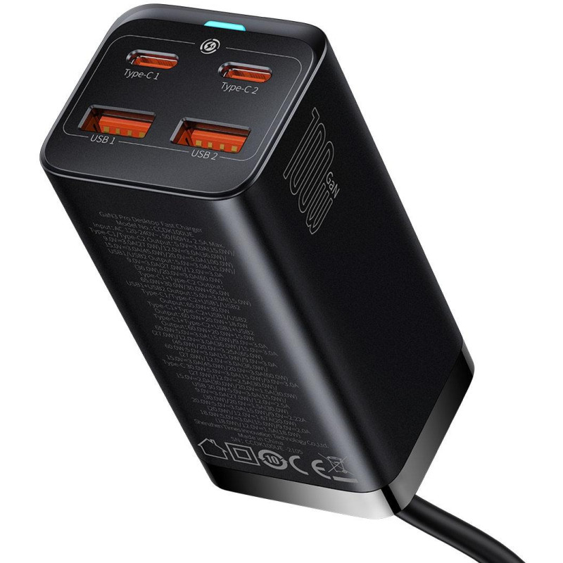 ŁADOWARKA SIECIOWA Baseus GaN 3 Pro Desktop Fast Charger CCGP000101 100W 2x USB-A 2x USB-C PD 3.0 QC 4.0+ ŁADOWARKA SIECIOWA Baseus GaN 3 Pro Desktop Fast Charger CCGP000101 100W 2x USB-A 2x USB-C PD 3.0 QC 4.0+