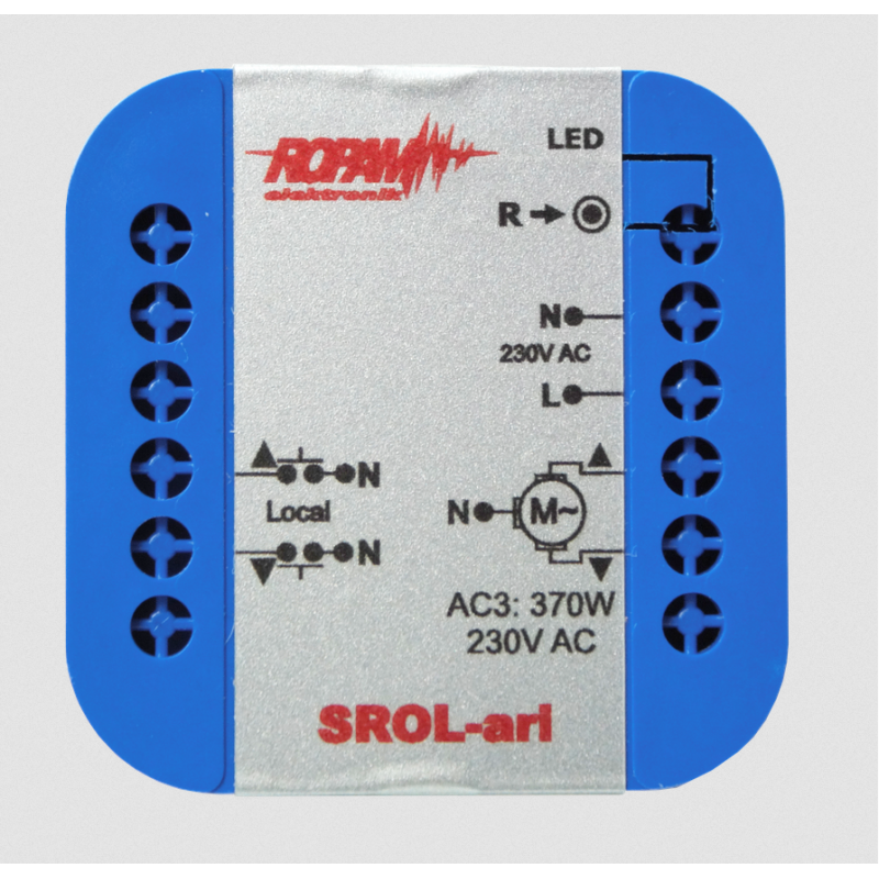 ROPAM SROL-ari bezprzewodowy, douszkowy sterownik rolety 230VAC, amperometryka, status rolety w aplikacji i panelu dotykowym (-I ROPAM SROL-ari bezprzewodowy, douszkowy sterownik rolety 230VAC, amperometryka, status rolety w aplikacji i panelu dotykowym (-I
