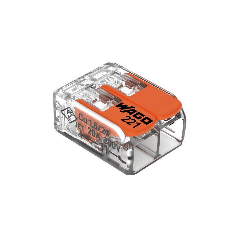 Szybkozłączka uniwersalna LINKA/DRUT 2x 0,2-4mm2 WAGO 221-412 (Paczka 100szt.) Szybkozłączka uniwersalna LINKA/DRUT 2x 0,2-4mm2 WAGO 221-412 (Paczka 100szt.)