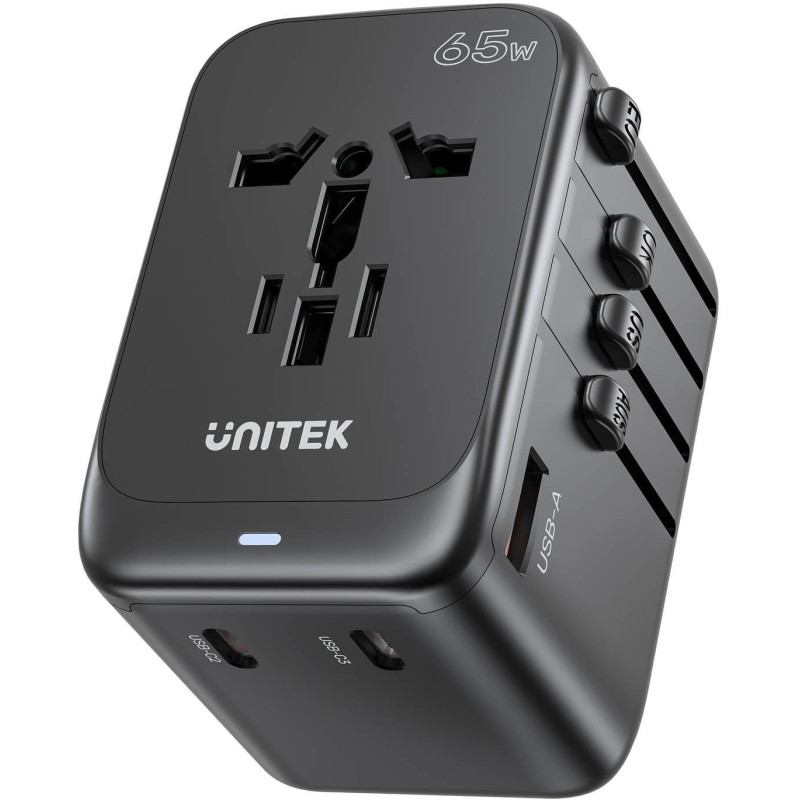 Unitek P1122ABK01 Ładowarka podróżna EU/US/UK/AUS PD 65 W Unitek P1122ABK01 Ładowarka podróżna EU/US/UK/AUS PD 65 W