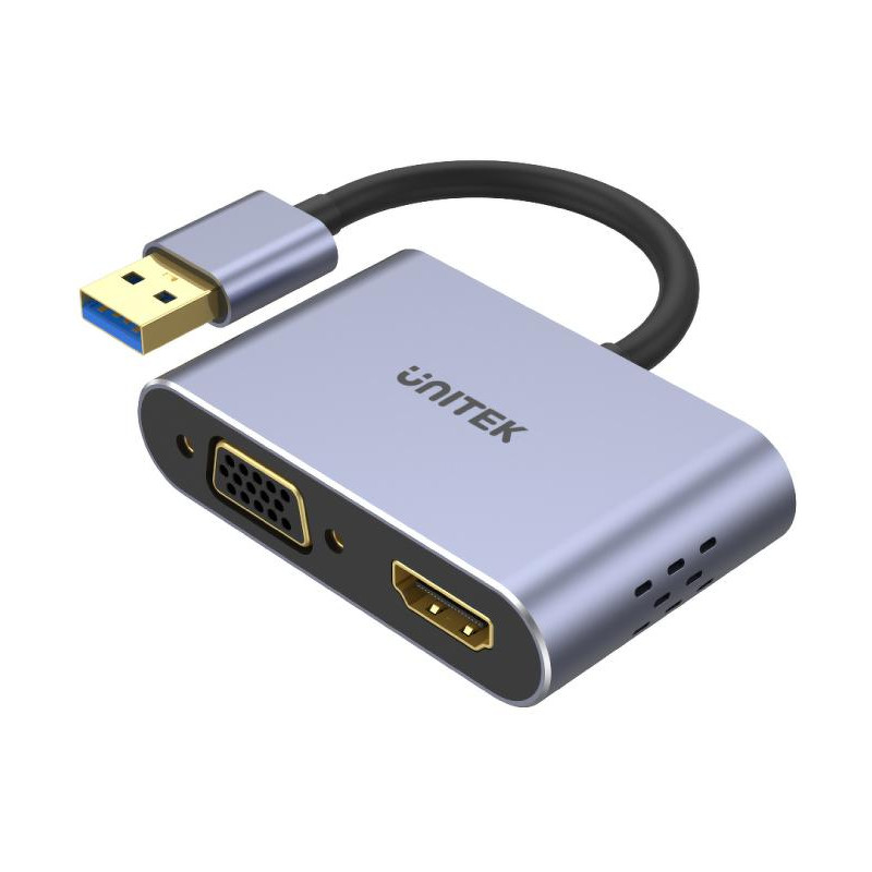 Adapter Unitek V1304A USB-A na HDMI i VGA, FullHD Adapter Unitek V1304A USB-A na HDMI i VGA, FullHD
