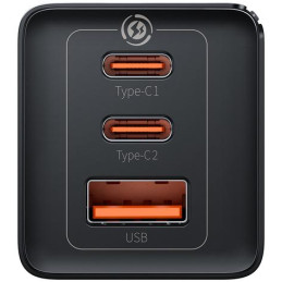 Ładowarka sieciowa Baseus GaN 5 Pro Fast Charger CCGP120201 65W 1x USB-A 2x USB-C PD 3.0 QC 4.0 + kabel USB-C