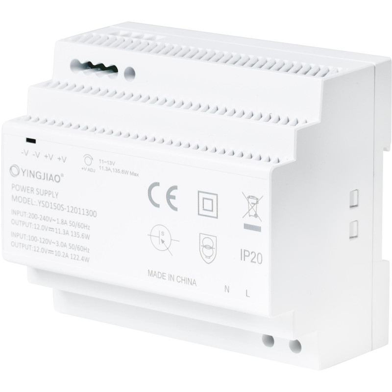 ZASILACZ IMPULSOWY NA SZYNĘ DIN YINGJIAO YSD150S-12011300 12V/136W/11,3A ZASILACZ IMPULSOWY NA SZYNĘ DIN YINGJIAO YSD150S-12011300 12V/136W/11,3A
