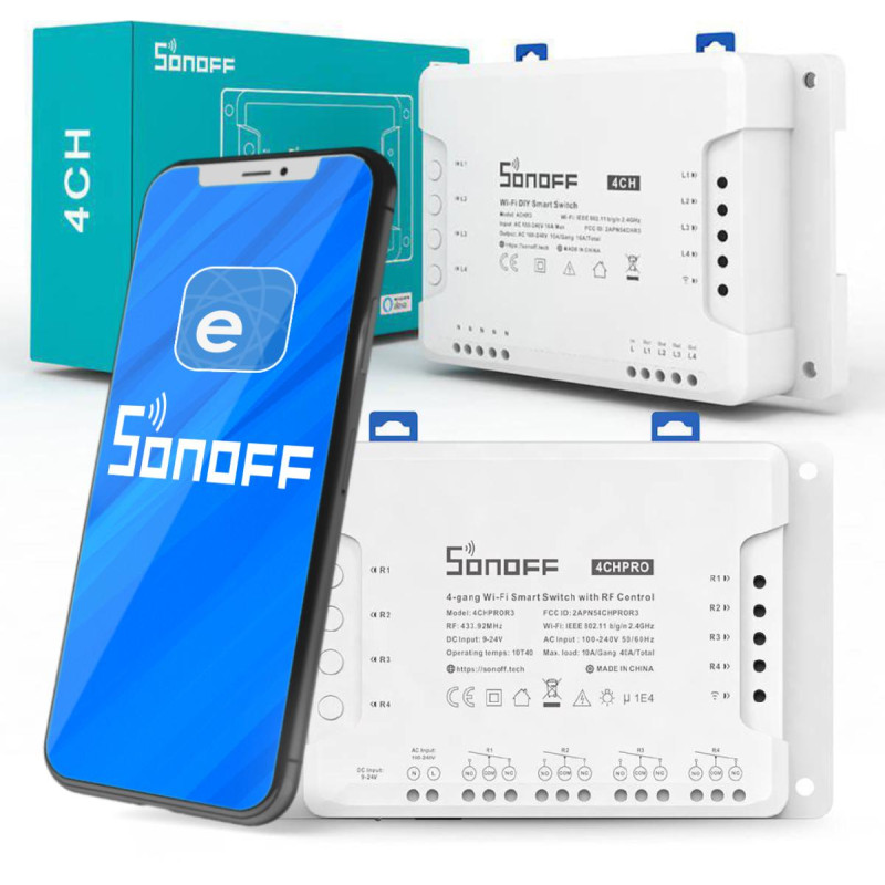SONOFF sterownik 4-kanałowy 10A WiFi 4CHR3 SONOFF sterownik 4-kanałowy 10A WiFi 4CHR3