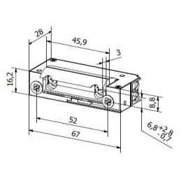 Elektrozaczep HARTTE XS12UW-B seria XS (R5) 12V AC/DC standard z wyłącznikiem wzmocniony