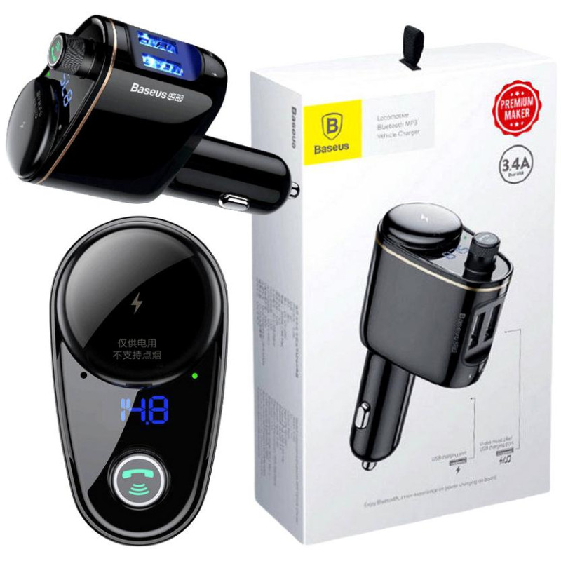 TRANSMITER FM ŁADOWARKA SAMOCHODOWA Baseus Enjoy S-06 3.4A 2x USB-A BT 4.2 TRANSMITER FM ŁADOWARKA SAMOCHODOWA Baseus Enjoy S-06 3.4A 2x USB-A BT 4.2