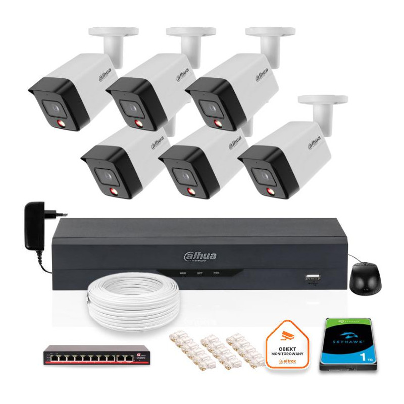 ZESTAW 6 Kamery IP Dahua 8mpx PC-HFW1839TC-A-IL-0280B-S6 + DYSK 1TB ZESTAW 6 Kamery IP Dahua 8mpx PC-HFW1839TC-A-IL-0280B-S6 + DYSK 1TB