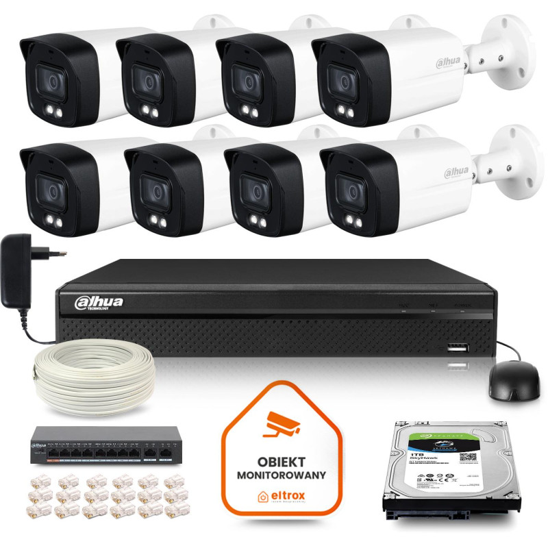 Zestaw monitoringu IP DAHUA 8 kamer IPC-HFW1439TL1-A-IL 4Mpx Zestaw monitoringu IP DAHUA 8 kamer IPC-HFW1439TL1-A-IL 4Mpx