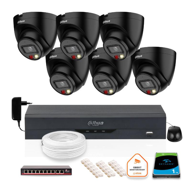 ZESTAW 6 Kamer IP Dahua 4mpx IPC-HDW1439V-A-IL-BLACK + DYSK 1TB ZESTAW 6 Kamer IP Dahua 4mpx IPC-HDW1439V-A-IL-BLACK + DYSK 1TB