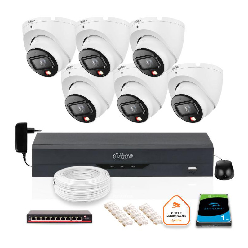 ZESTAW 6 Kamer IP Dahua 6mpx IPC-HDW1639T-A-IL-0280B-S6 + DYSK 1TB ZESTAW 6 Kamer IP Dahua 6mpx IPC-HDW1639T-A-IL-0280B-S6 + DYSK 1TB