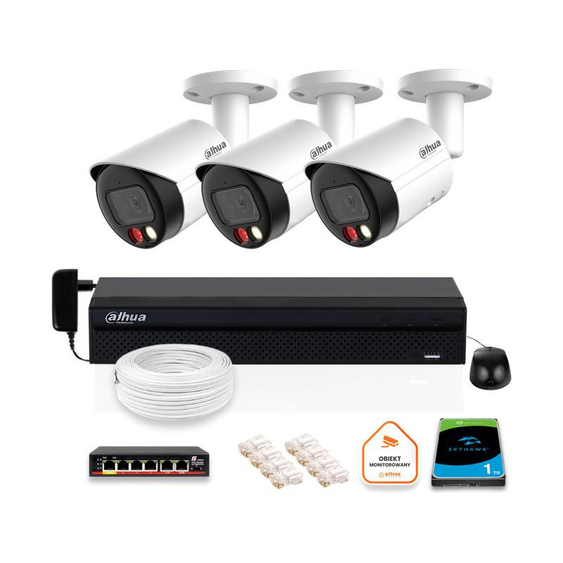Zestaw monitoringu IP DAHUA 3x kamera IPC-HFW2849S-S-IL-0280B 8MPX Zestaw monitoringu IP DAHUA 3x kamera IPC-HFW2849S-S-IL-0280B 8MPX
