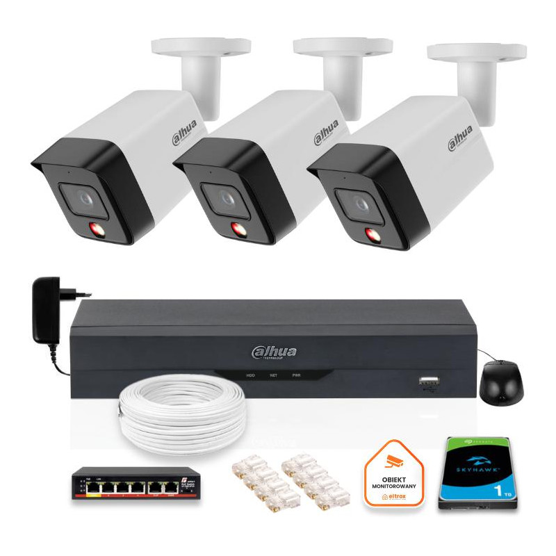 ZESTAW 3 Kamery IP Dahua 8mpx PC-HFW1839TC-A-IL-0280B-S6 + DYSK 1TB ZESTAW 3 Kamery IP Dahua 8mpx PC-HFW1839TC-A-IL-0280B-S6 + DYSK 1TB