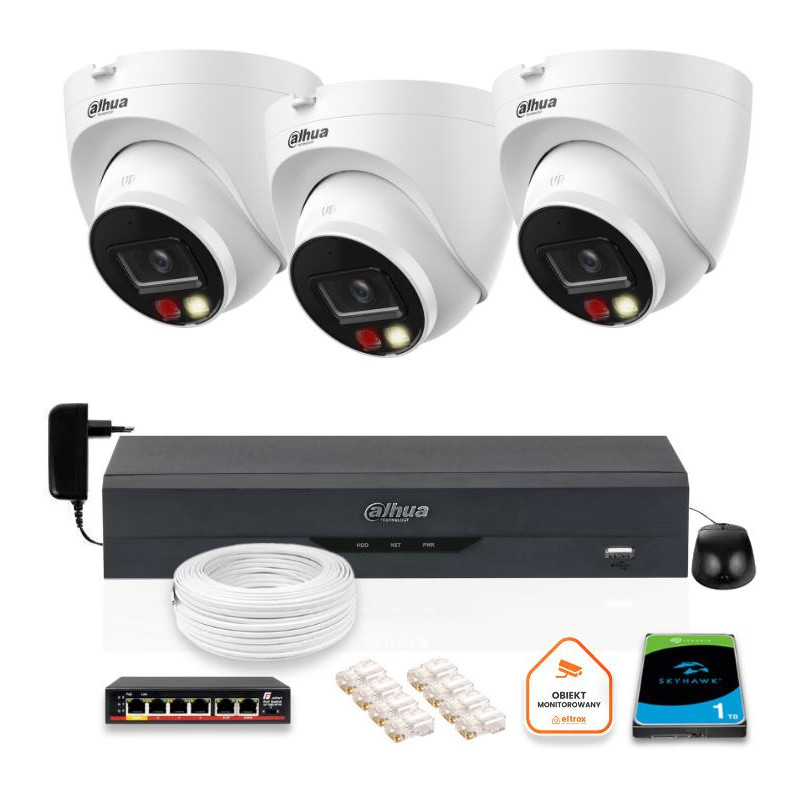 ZESTAW 3 Kamery IP Dahua 8mpx IPC-HDW1839T-A-IL-0280B-S6 + DYSK 1TB ZESTAW 3 Kamery IP Dahua 8mpx IPC-HDW1839T-A-IL-0280B-S6 + DYSK 1TB