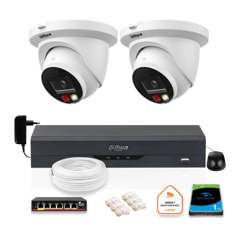 ZESTAW 2 Kamer IP Dahua 8mpx IPC-HDW2849TM-S-IL + DYSK 1TB ZESTAW 2 Kamer IP Dahua 8mpx IPC-HDW2849TM-S-IL + DYSK 1TB
