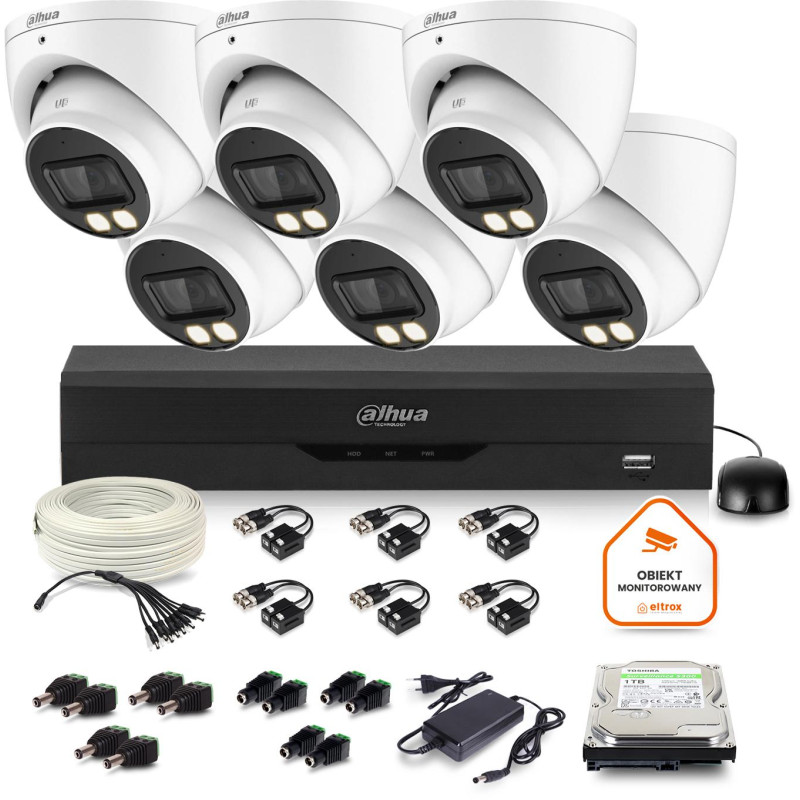 Zestaw monitoringu Dahua 6x kamera kopułkowa HAC-HDW1500T-IL-A-0280B-S2 1TB IR 40m 51mp Zestaw monitoringu Dahua 6x kamera kopułkowa HAC-HDW1500T-IL-A-0280B-S2 1TB IR 40m 51mp