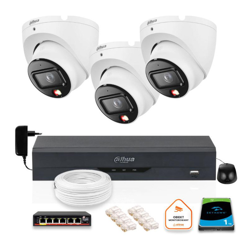 ZESTAW 3 Kamery IP Dahua 6mpx IPC-HDW1639T-A-IL-0280B-S6 + DYSK 1TB ZESTAW 3 Kamery IP Dahua 6mpx IPC-HDW1639T-A-IL-0280B-S6 + DYSK 1TB
