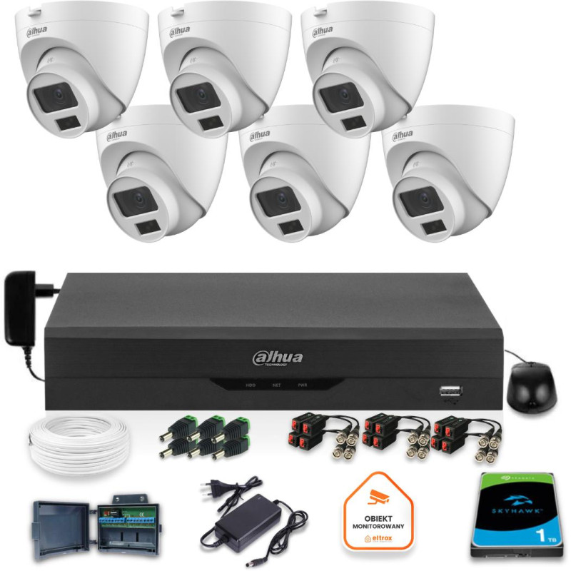 Zestaw monitoringu Dahua 6x kamera kopułkowa HAC-HDW1500CLQ-IL-A-0280B-S2 1TB IR 20m 51mp Zestaw monitoringu Dahua 6x kamera kopułkowa HAC-HDW1500CLQ-IL-A-0280B-S2 1TB IR 20m 51mp