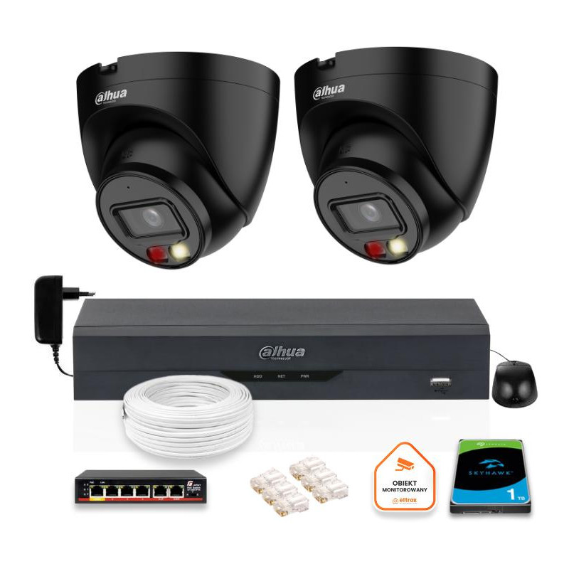ZESTAW 2 Kamery IP Dahua 4mpx IPC-HDW1439V-A-IL-BLACK + DYSK 1TB ZESTAW 2 Kamery IP Dahua 4mpx IPC-HDW1439V-A-IL-BLACK + DYSK 1TB